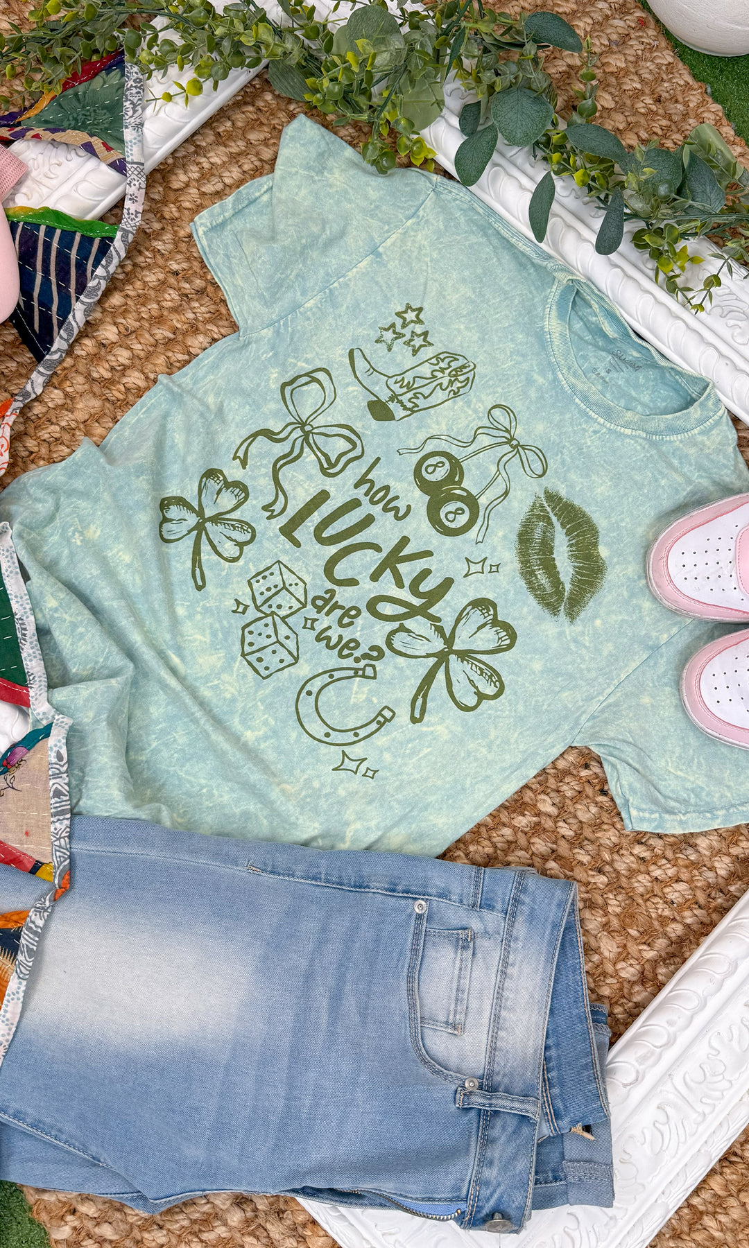 How Lucky are We Mineral Washed Graphic T-shirt