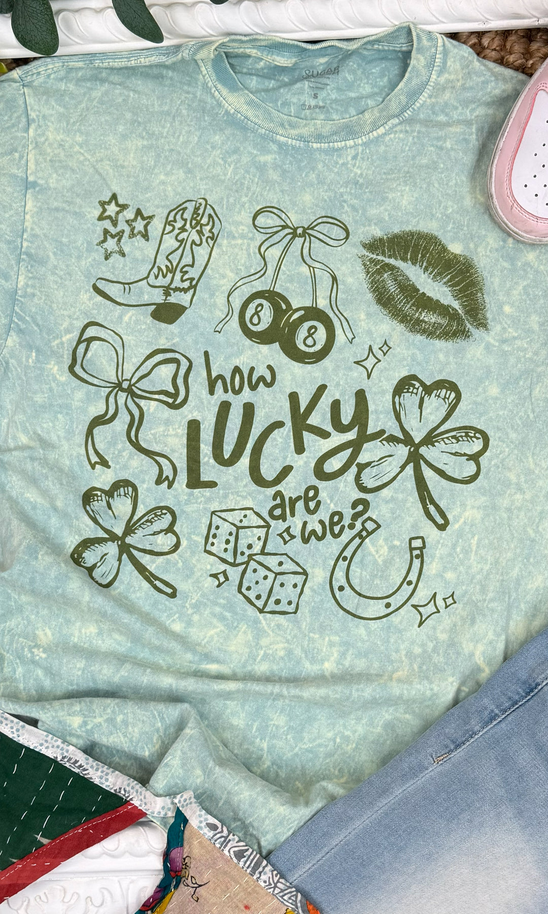 How Lucky are We Mineral Washed Graphic T-shirt