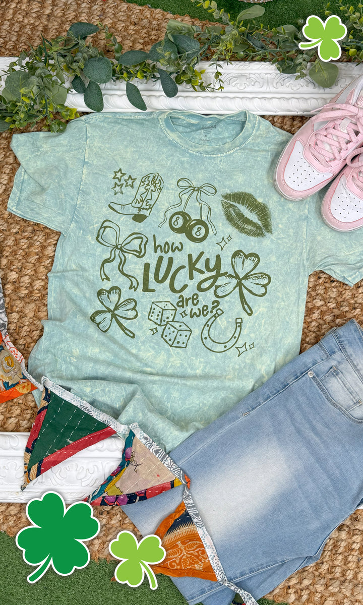 How Lucky are We Mineral Washed Graphic T-shirt
