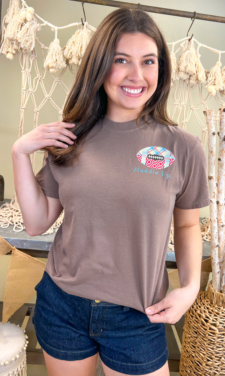 Huddle Up Love Football Comfort Color Graphic T-Shirt