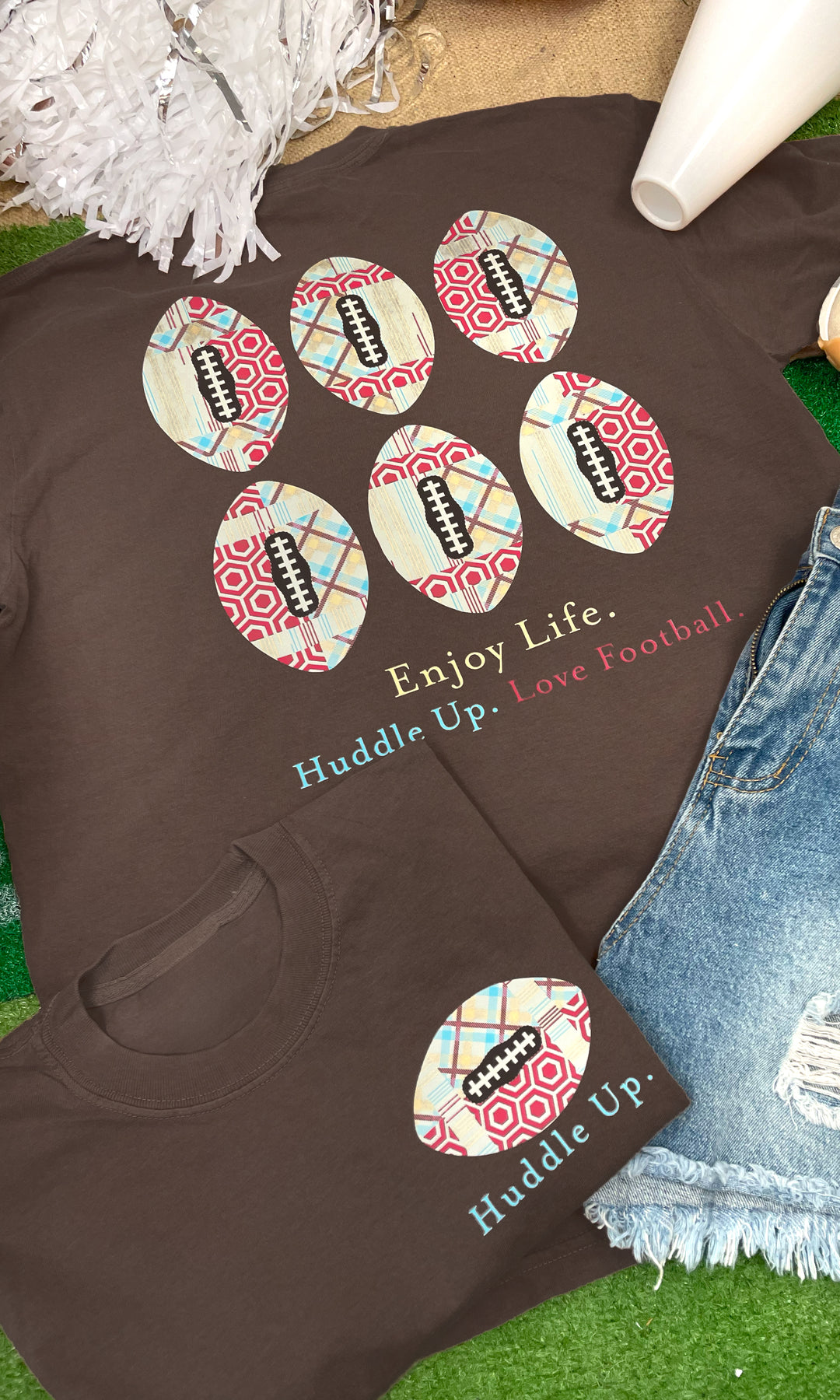 Huddle Up Love Football Graphic Shirt