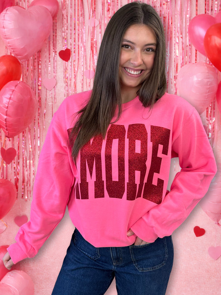 Amore Glitter Graphic Sweatshirt