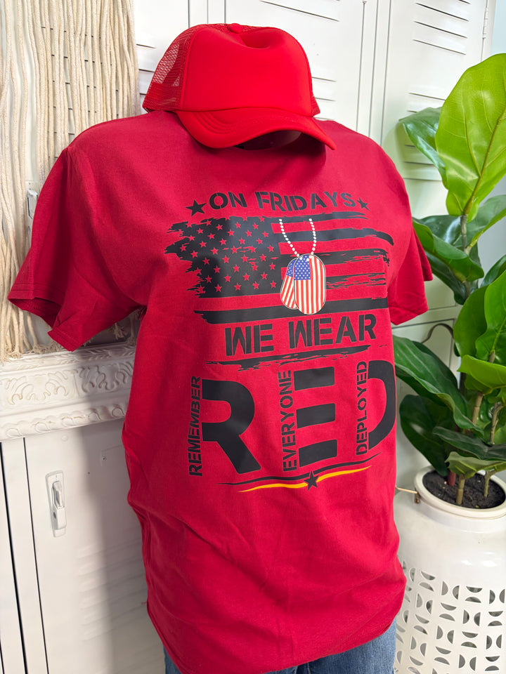 Memorial RED USA Military Dog-tag  Graphic T-Shirt