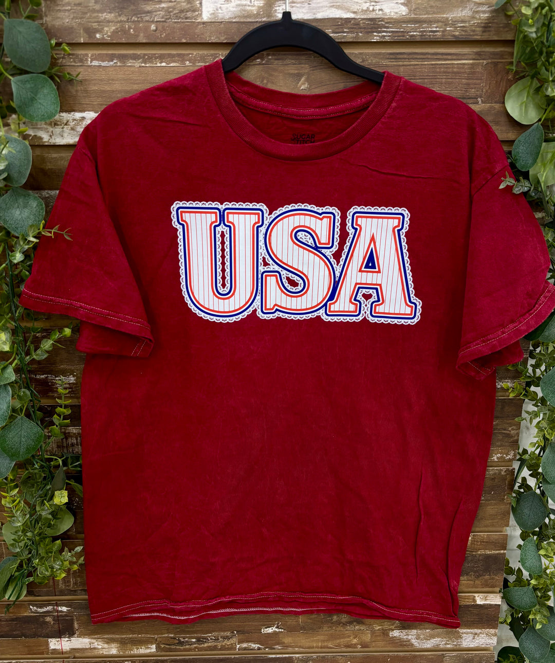 Frilly Stripped USA Mineral Washed Graphic T-Shirt