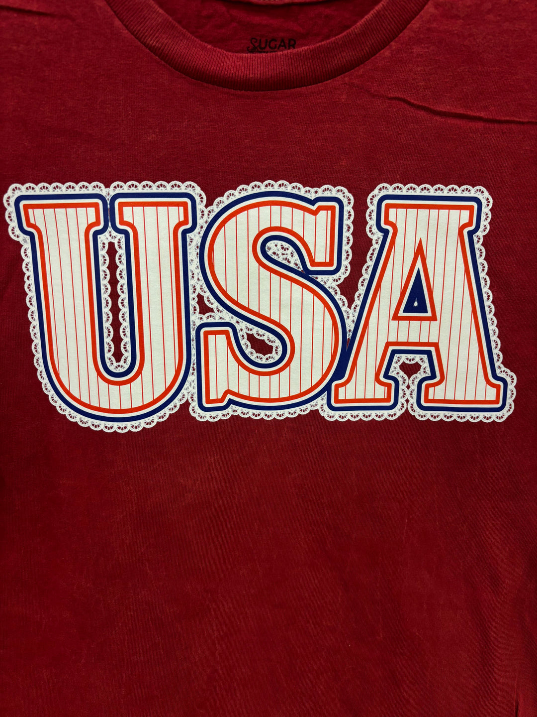 Frilly Stripped USA Mineral Washed Graphic T-Shirt