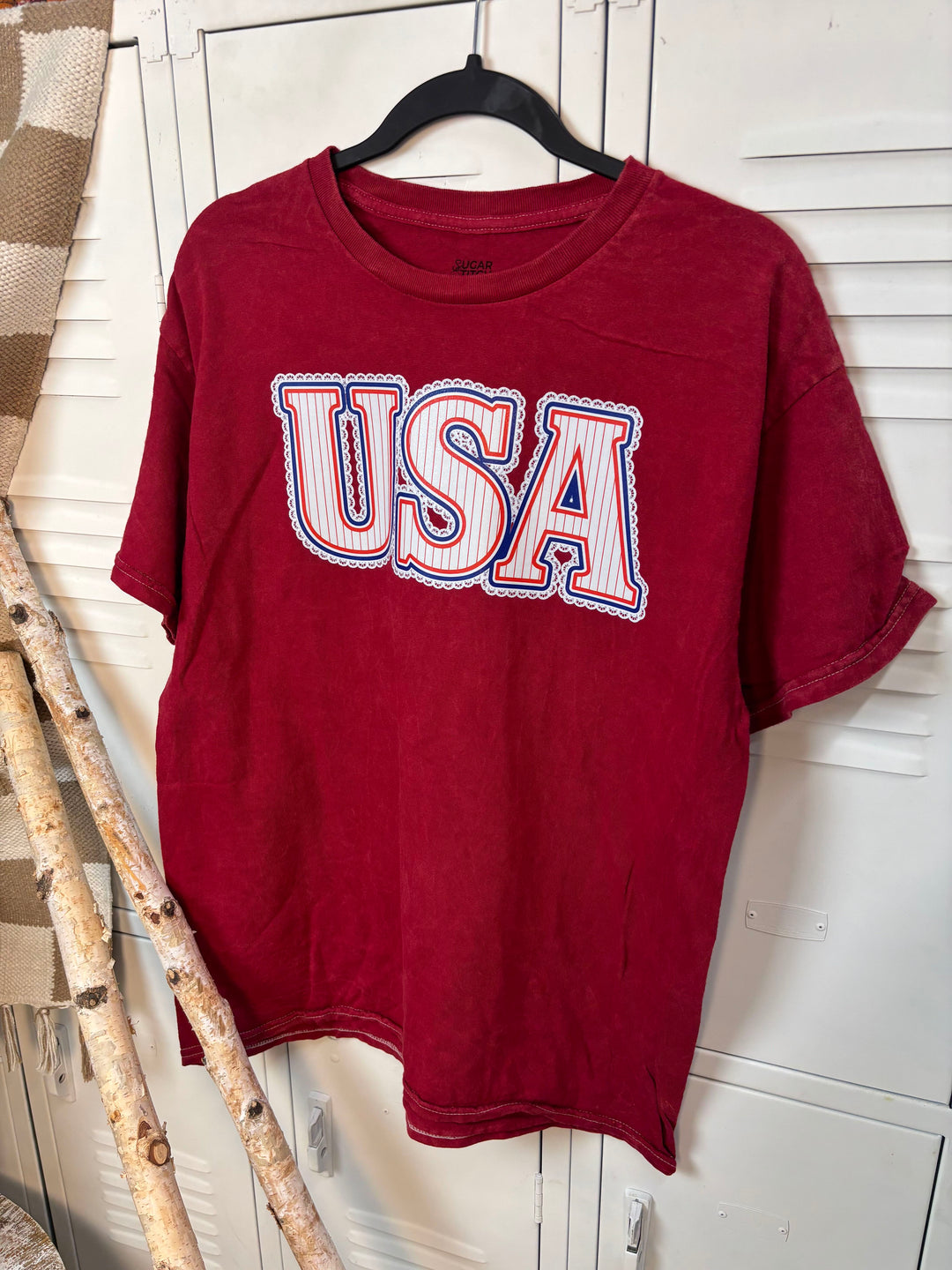 Frilly Stripped USA Mineral Washed Graphic T-Shirt