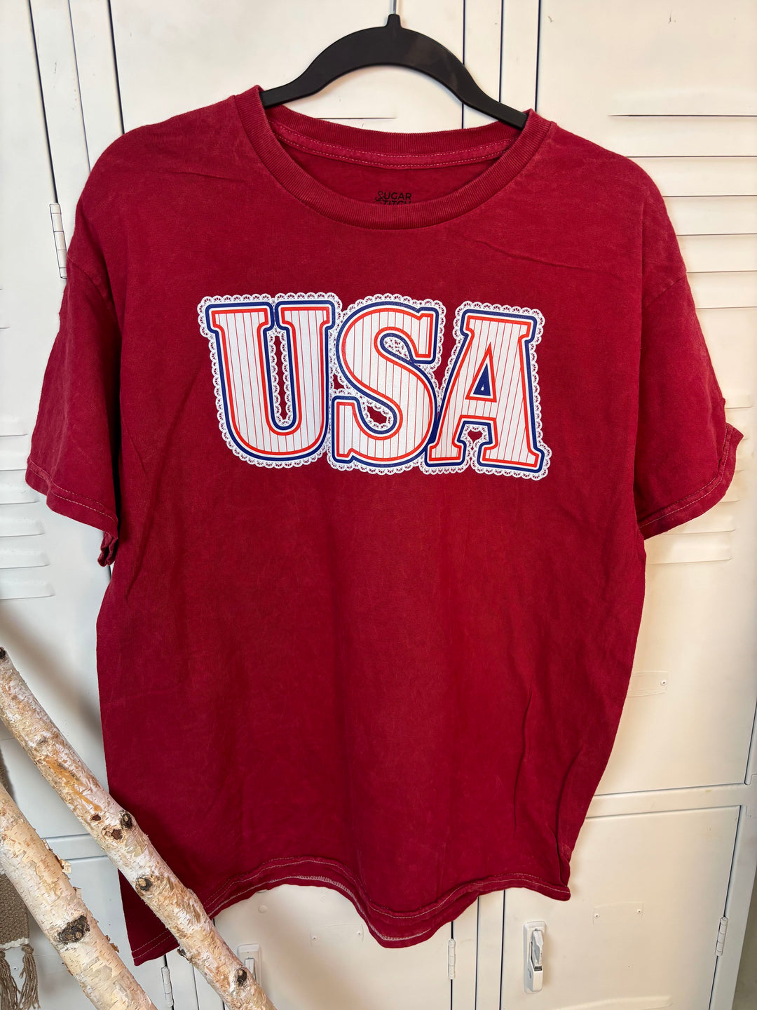Frilly Stripped USA Mineral Washed Graphic T-Shirt