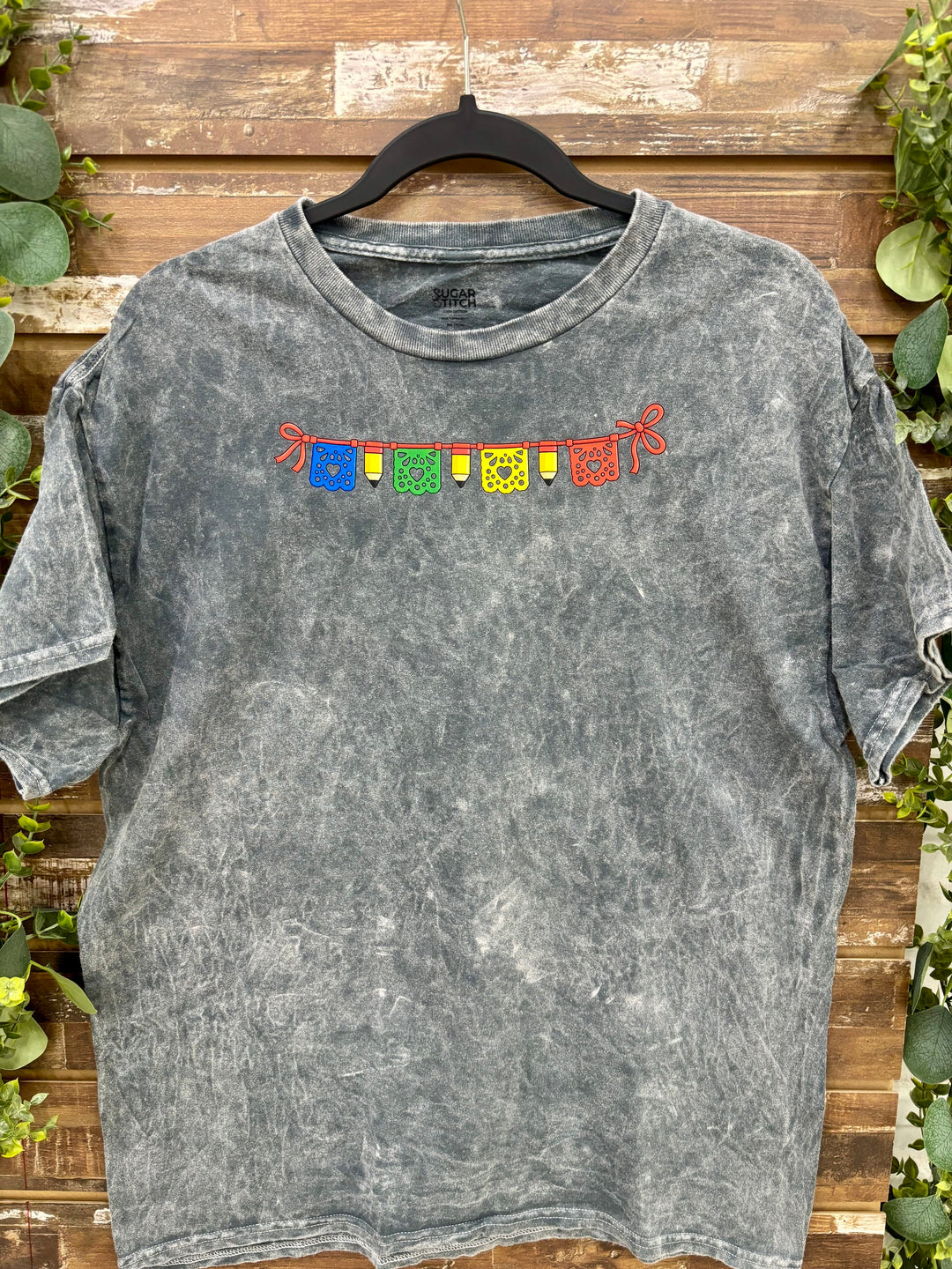 Teacher Fiesta Pennant Banners Mineral Washed Graphic T-Shirt