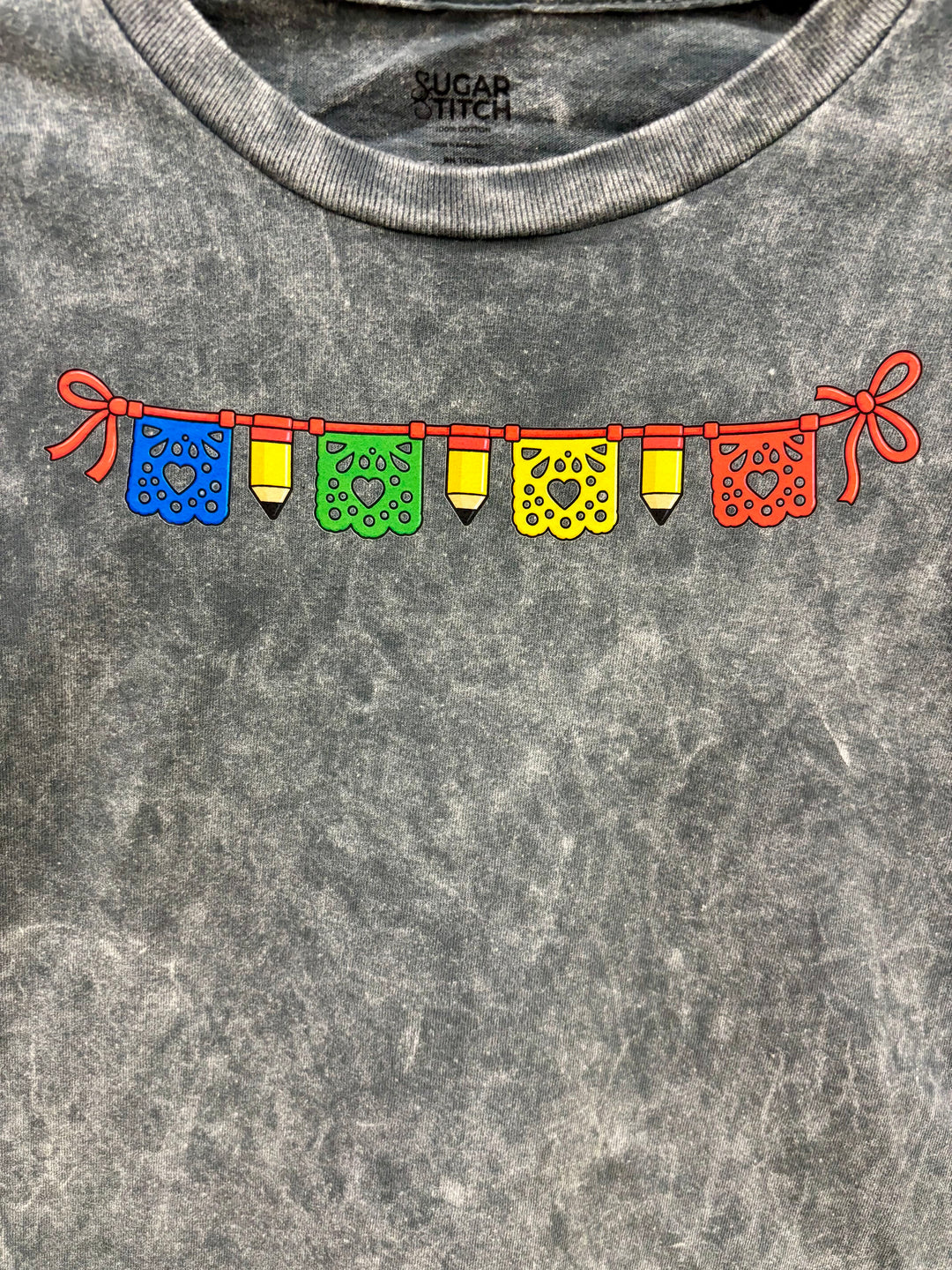 Teacher Fiesta Pennant Banners Mineral Washed Graphic T-Shirt