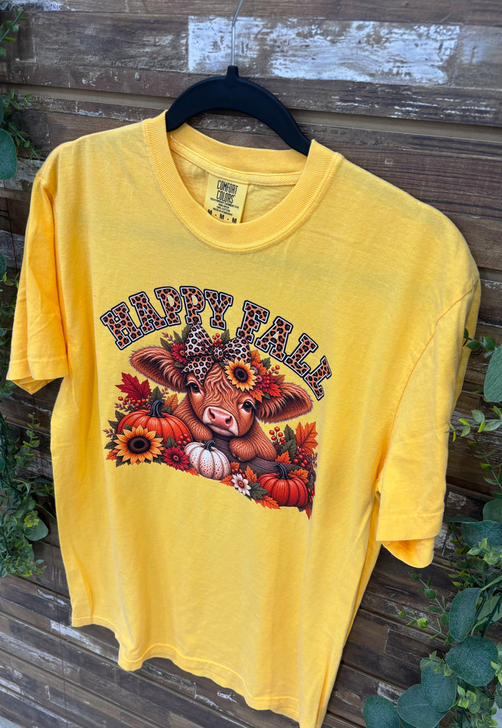 Happy Fall Highland Cow Comfort Color T-Shirt