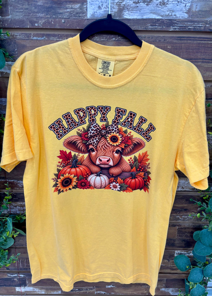 Happy Fall Highland Cow Comfort Color T-Shirt