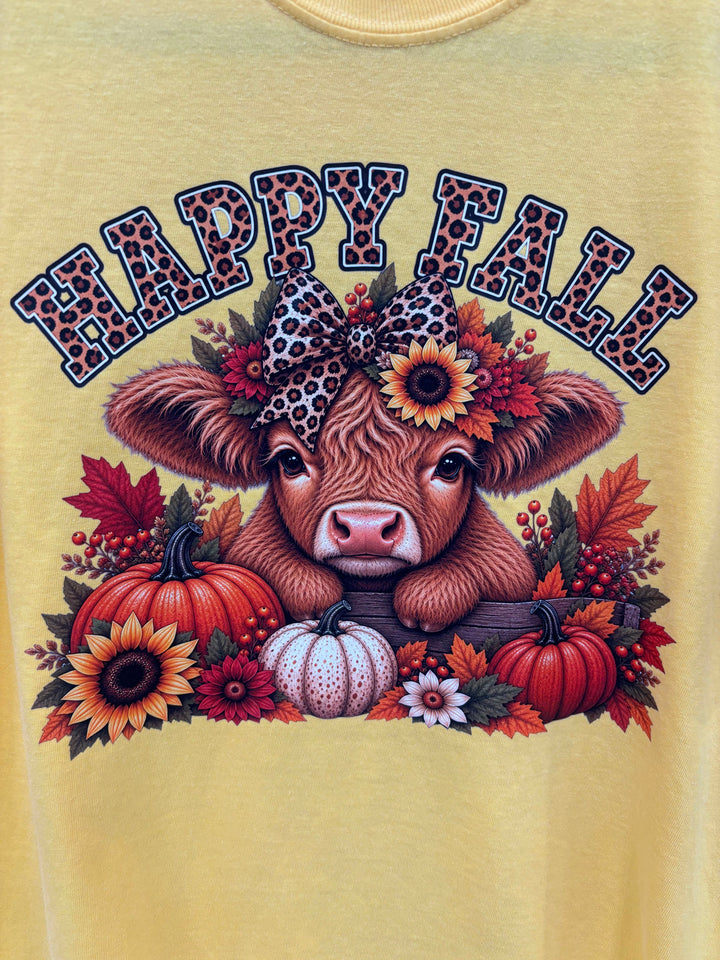 Happy Fall Highland Cow Comfort Color T-Shirt
