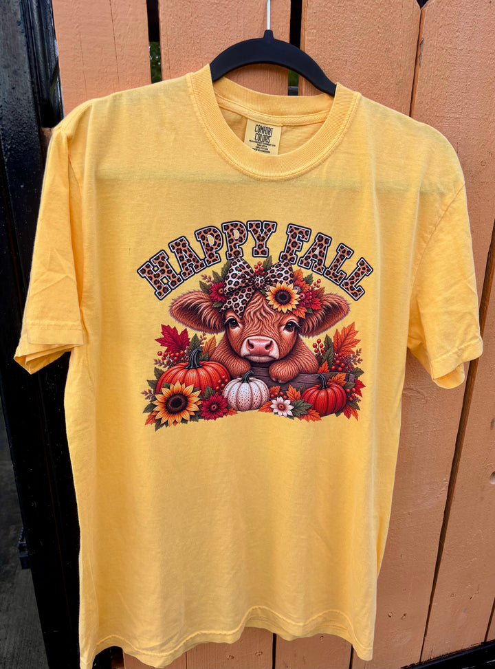 Happy Fall Highland Cow Comfort Color T-Shirt