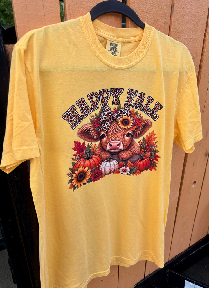 Happy Fall Highland Cow Comfort Color T-Shirt