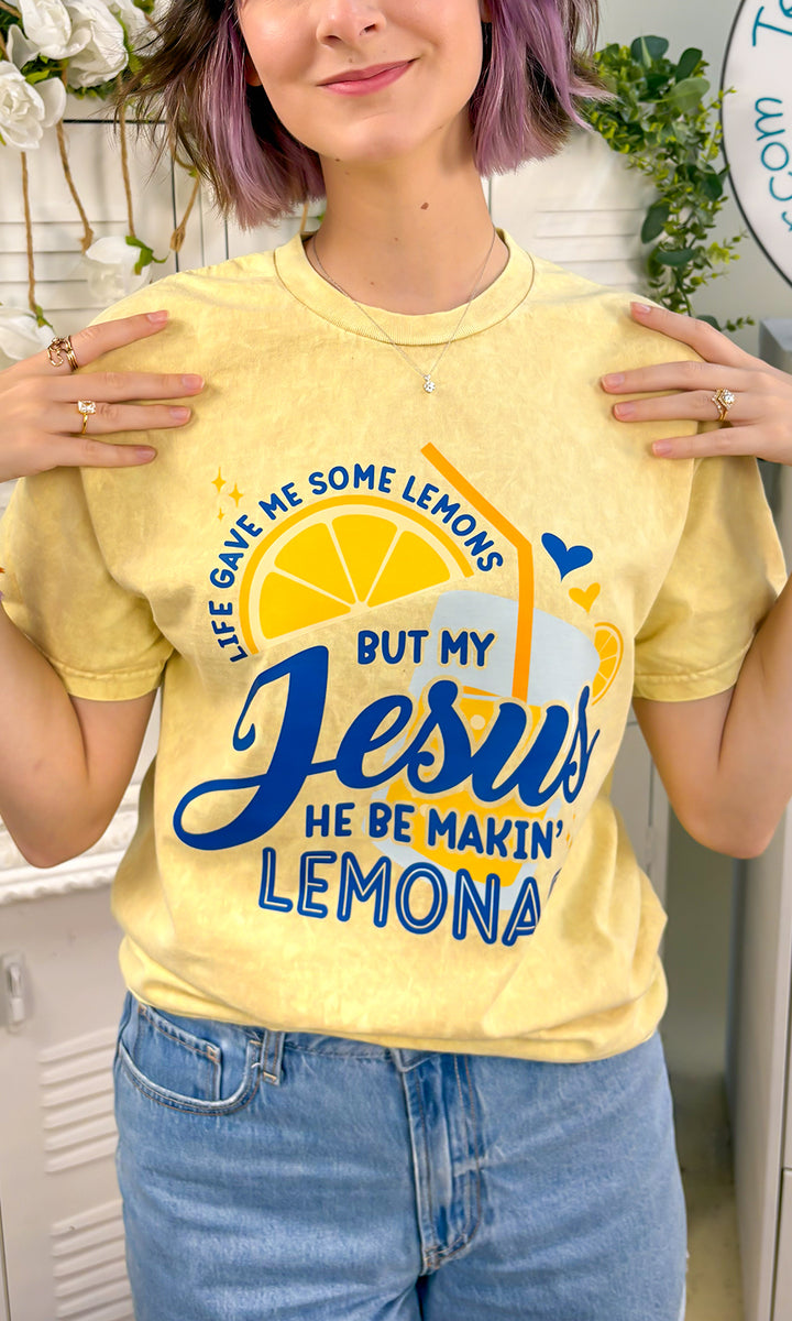 Jesus Be Making Lemonade Mineral Washed Graphic Shirt