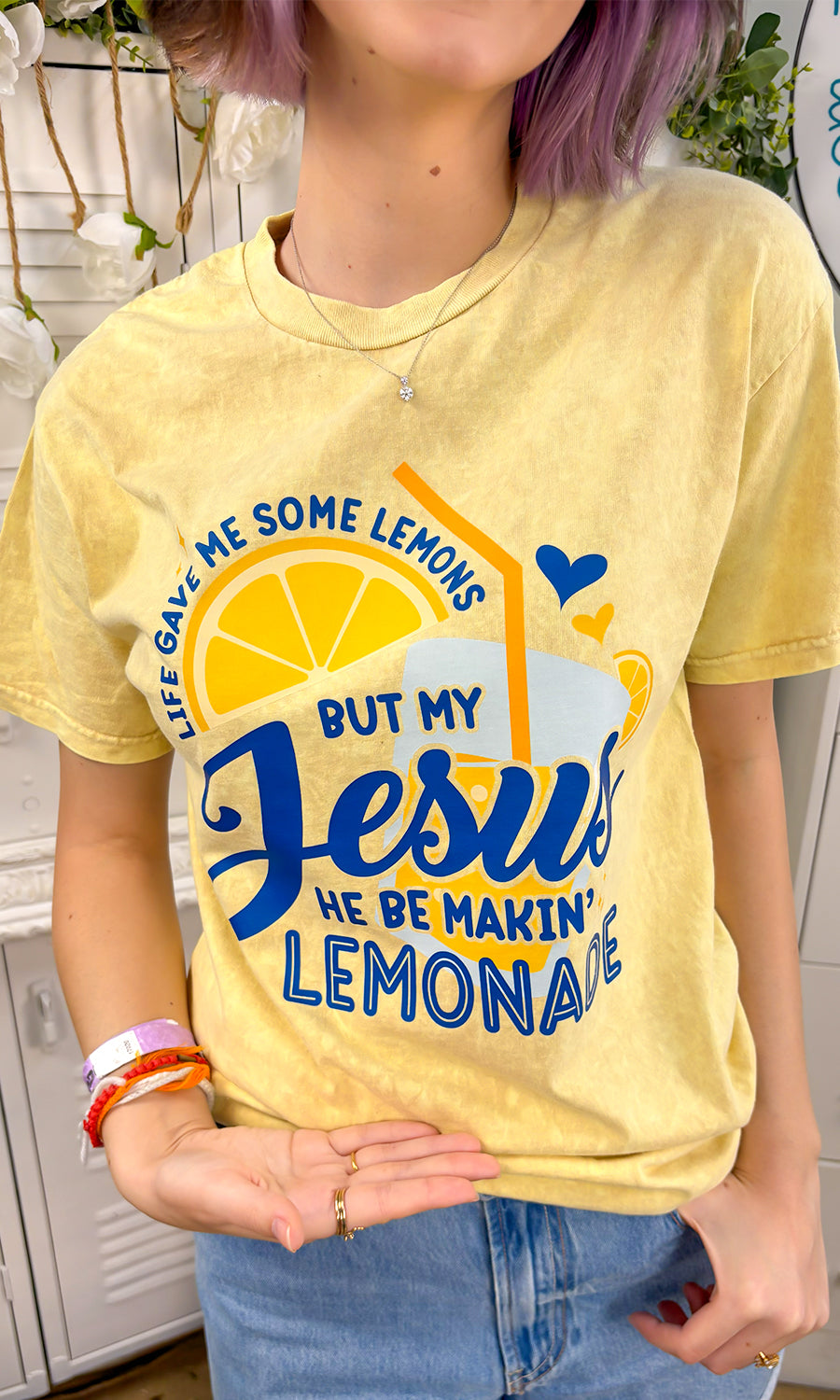 Jesus Be Making Lemonade Mineral Washed Graphic Shirt