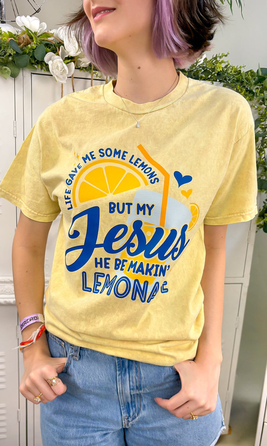 Jesus Be Making Lemonade Mineral Washed Graphic Shirt