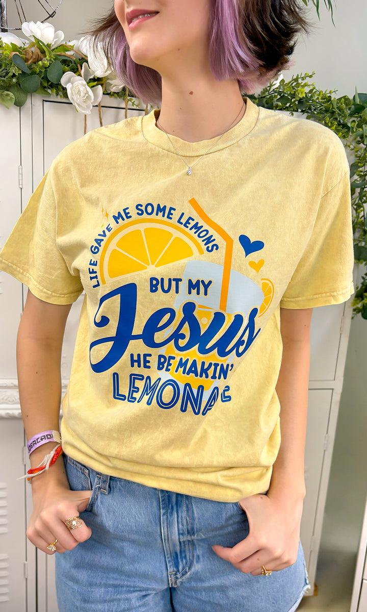 Jesus Be Making Lemonade Mineral Washed Graphic Shirt