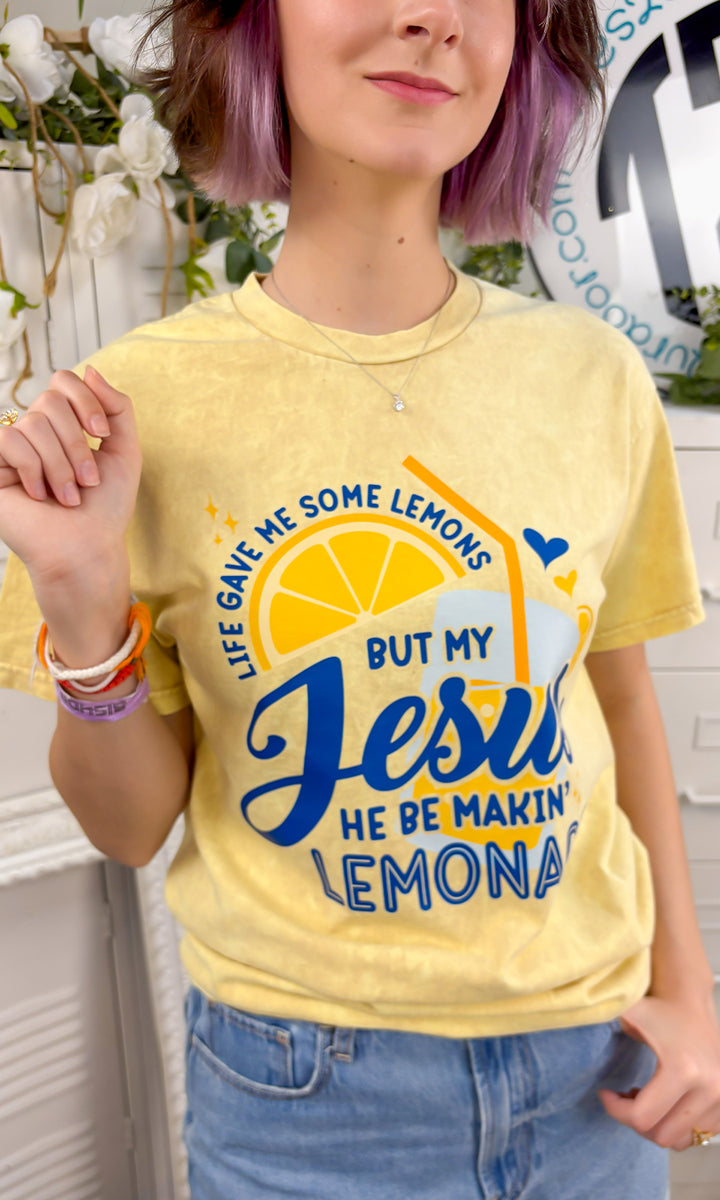 Jesus Be Making Lemonade Mineral Washed Graphic Shirt