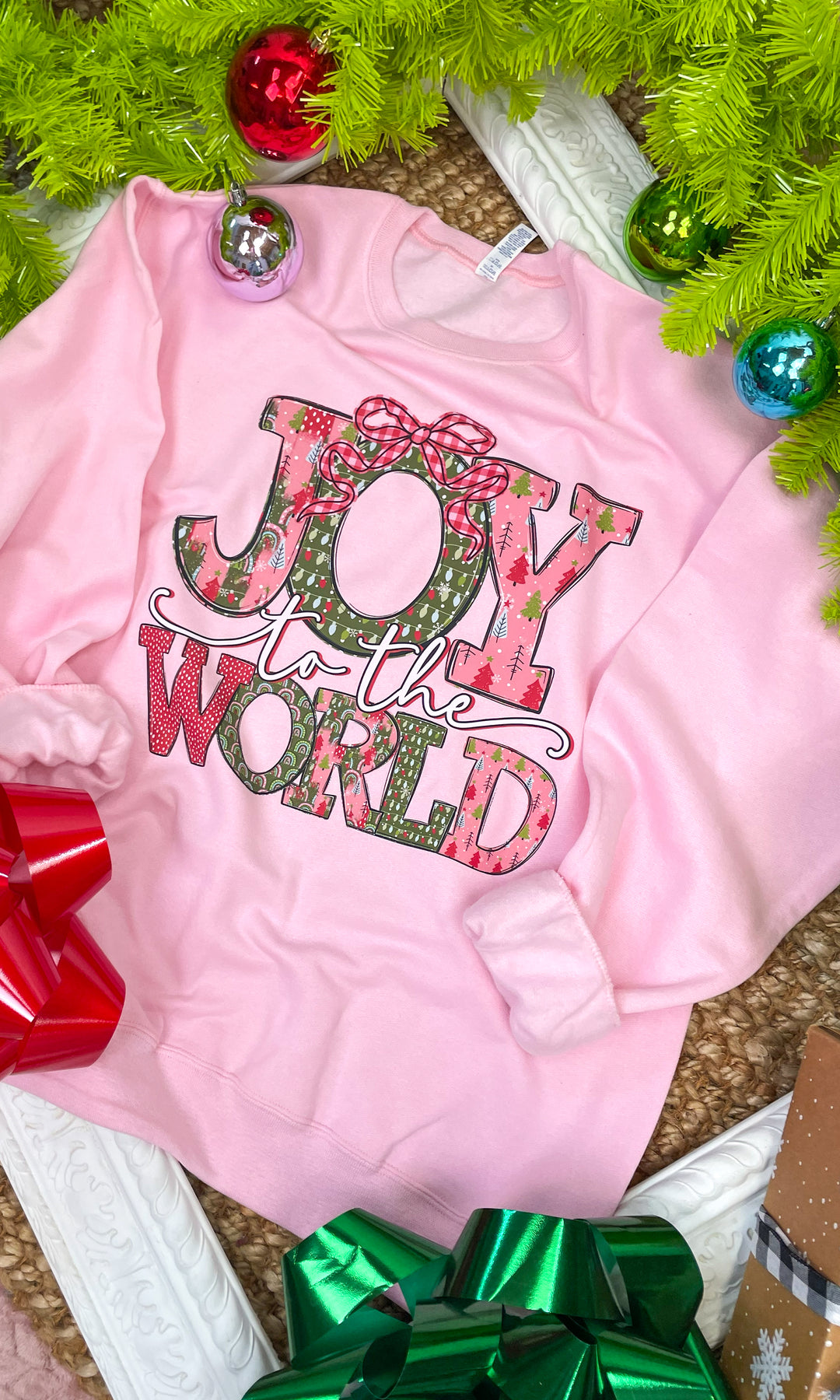 Joy To The World Fancy Christmas Graphic Sweatshirt