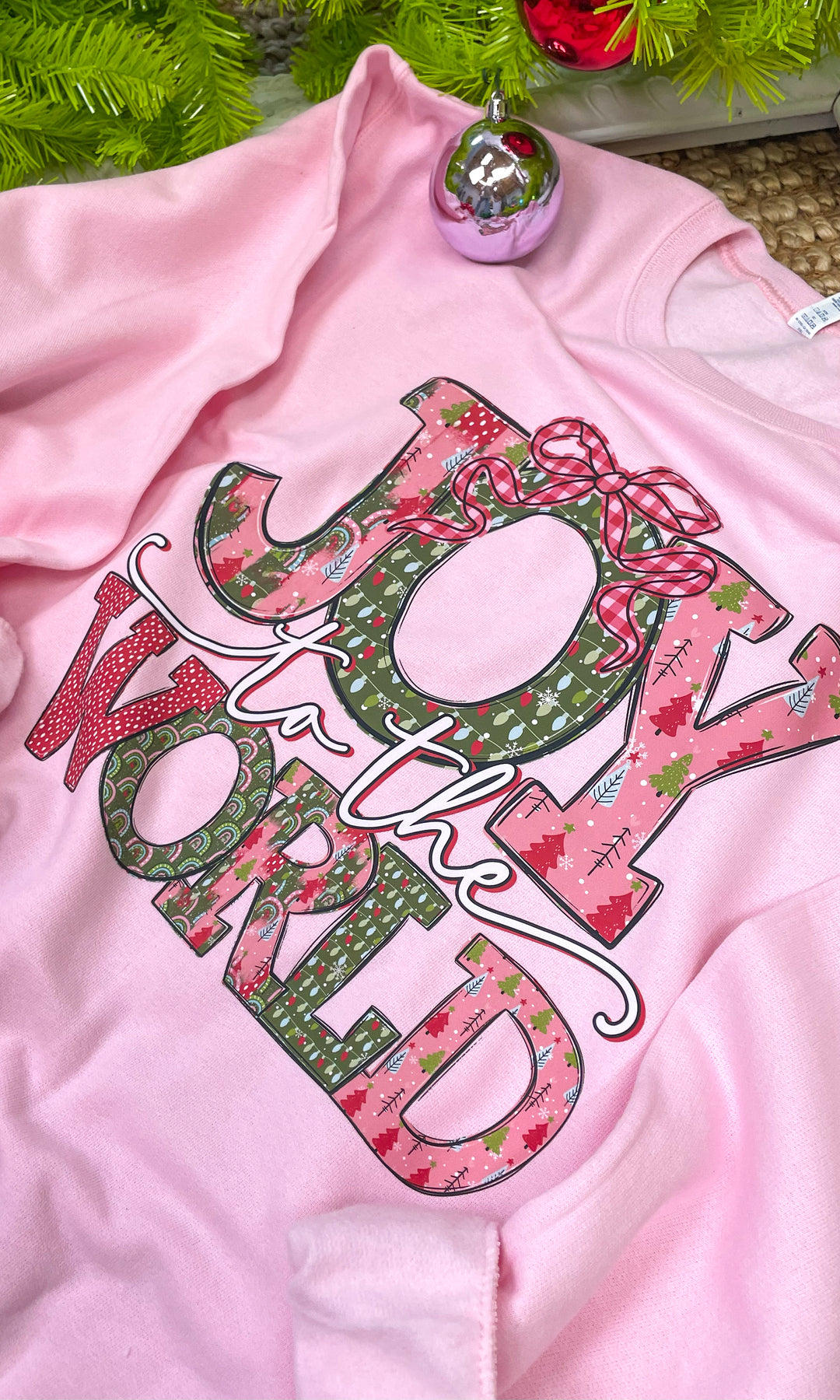 Joy To The World Fancy Christmas Graphic Sweatshirt