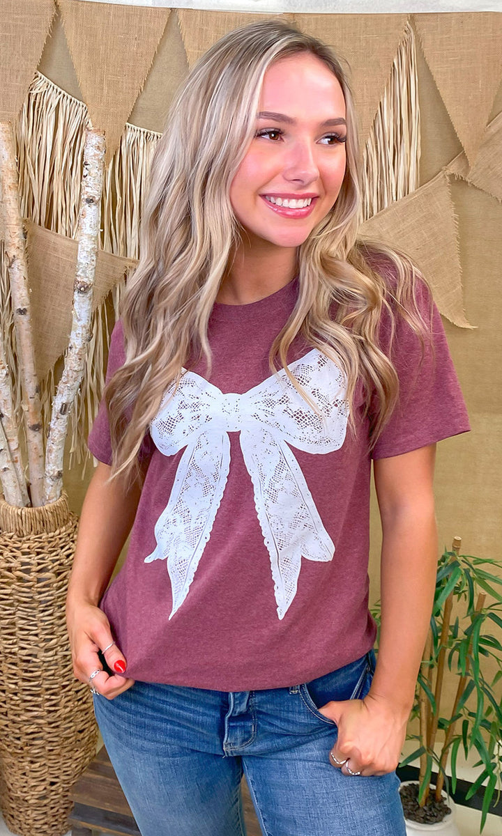 Lace Bow Graphic T-Shirt