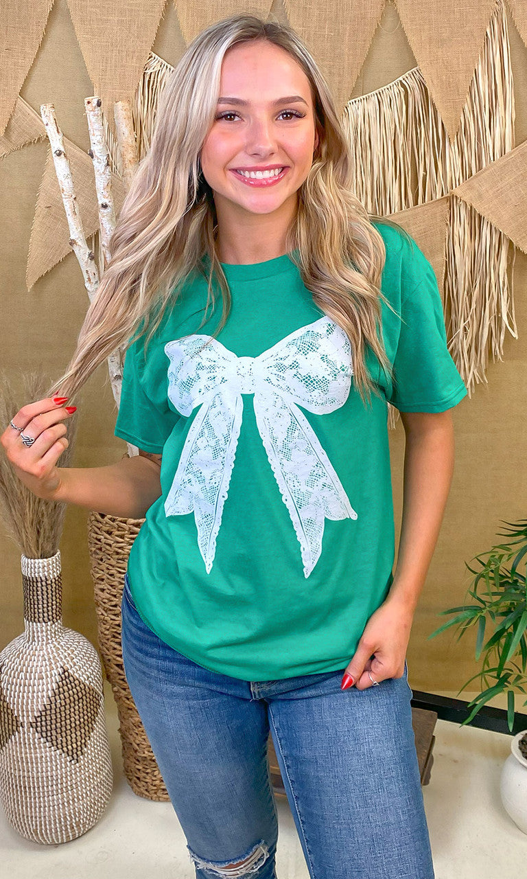 Lace Bow Graphic T-Shirt