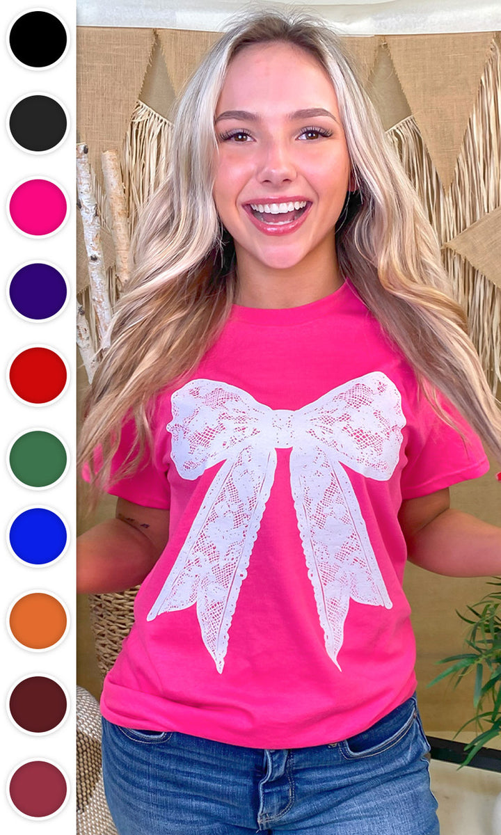 Lace Bow Graphic T-Shirt
