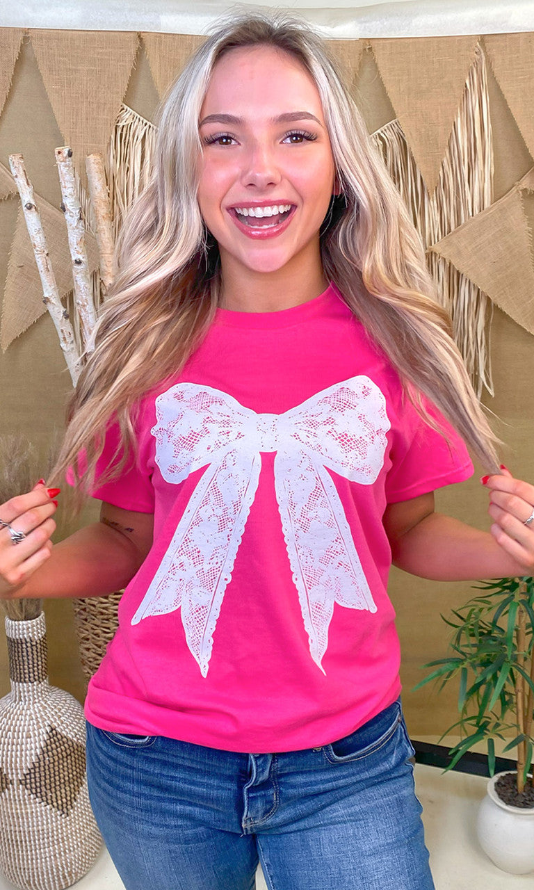 Lace Bow Graphic T-Shirt
