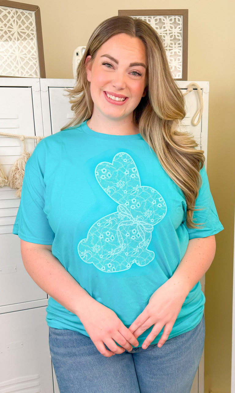 Lace Bunny Easter Graphic Shirt