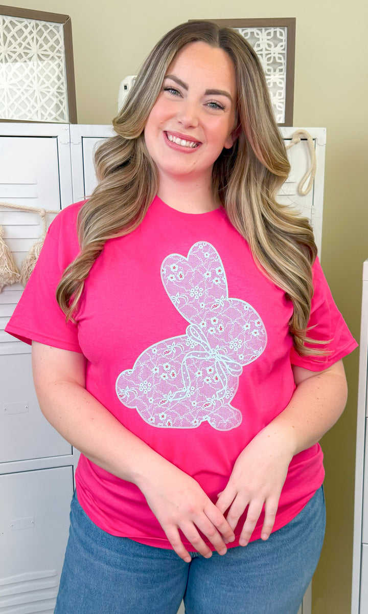 Lace Bunny Easter Graphic Shirt