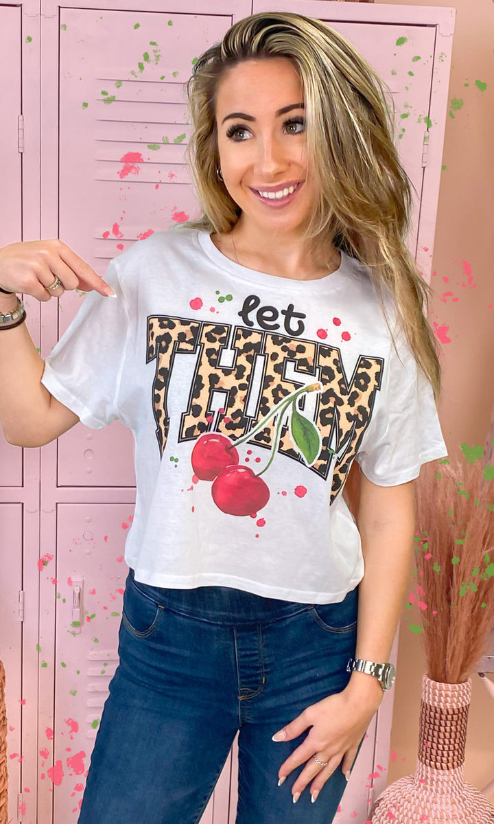 Let Them Cherries Graphic Crop Top T-Shirt