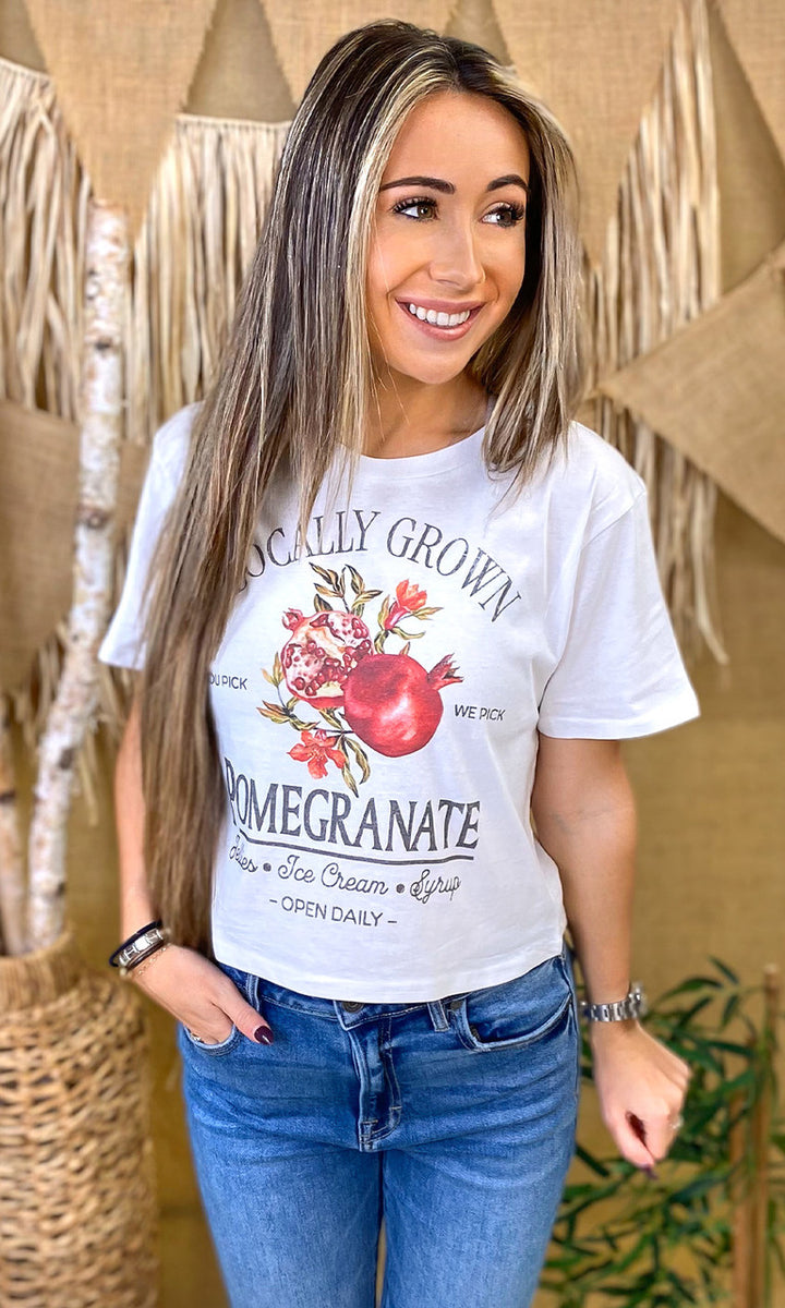 Locally Grown Fruit Graphic Crop Top T-Shirt