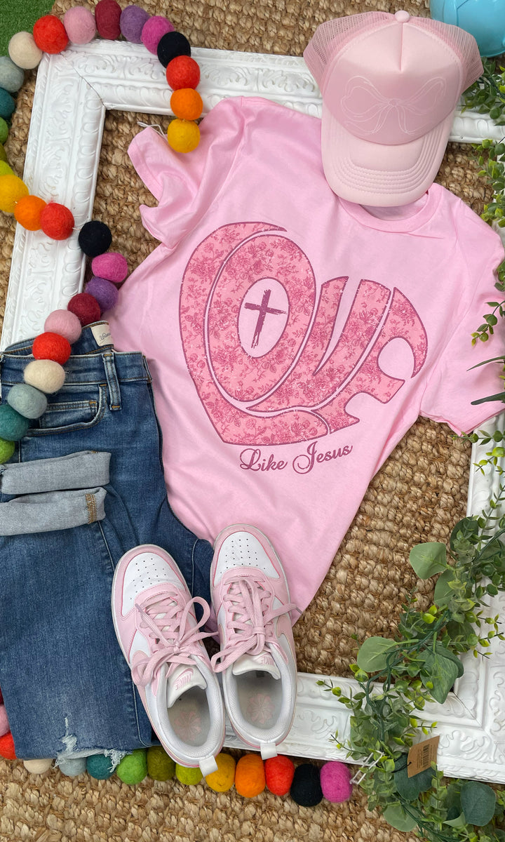 Love Like Jesus Heart Graphic T-Shirt