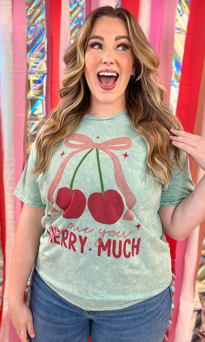Love You Cherry Much Mineral Washed Graphic T-Shirt