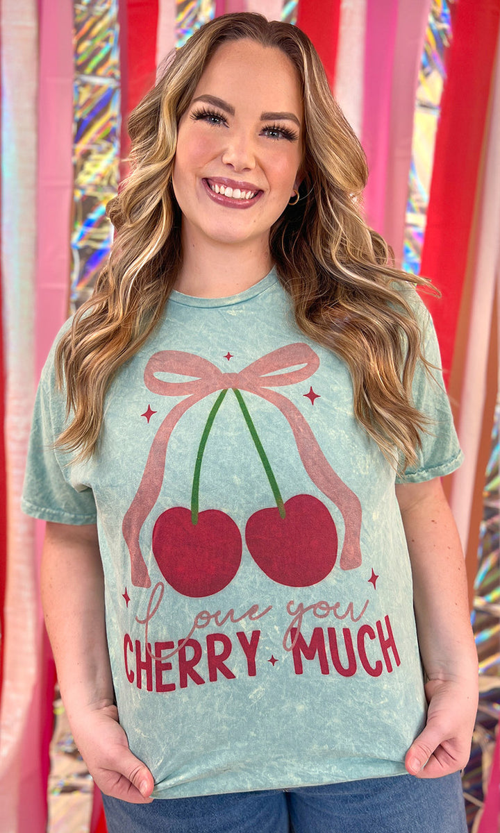Love You Cherry Much Mineral Washed Graphic T-Shirt