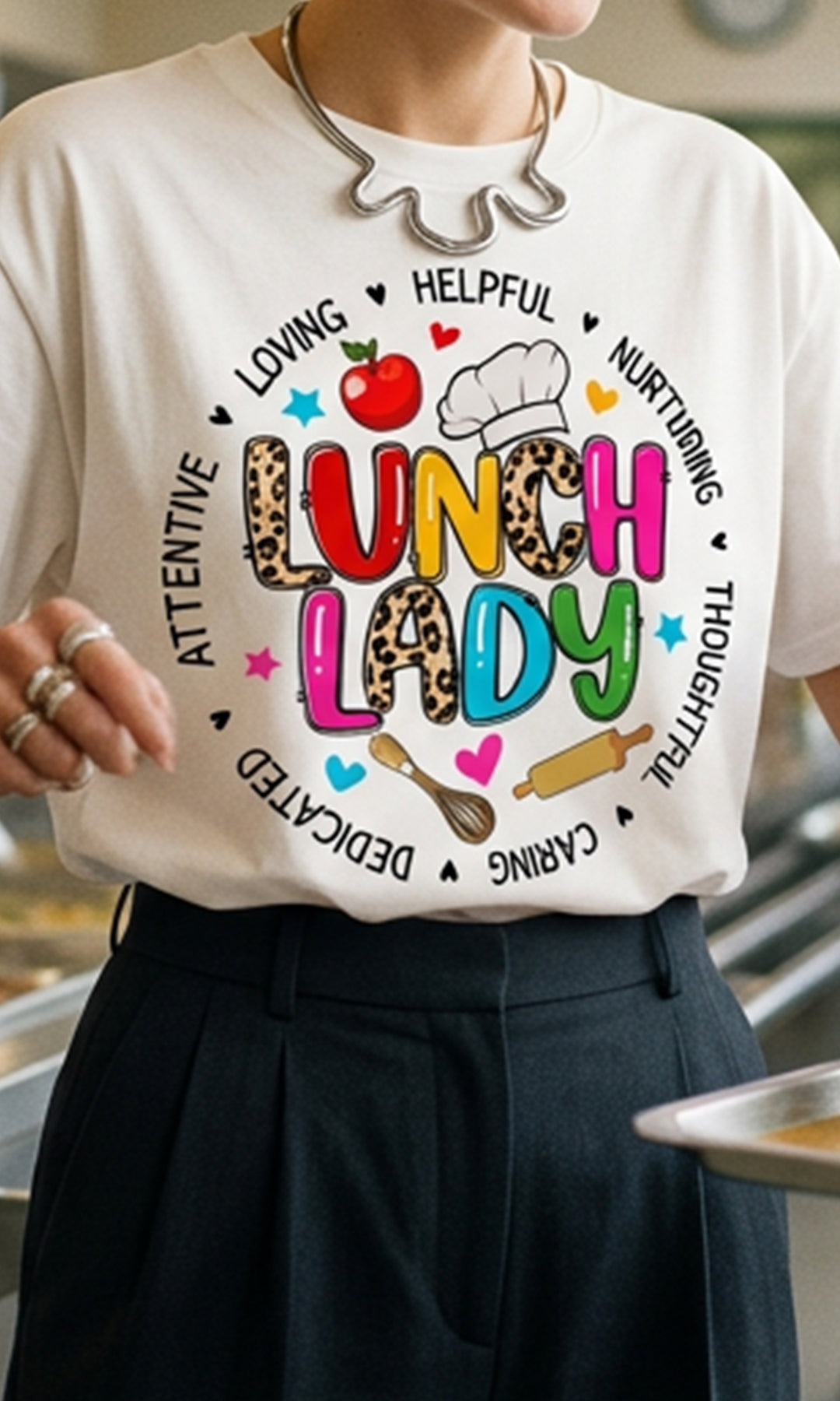 Lunch Lady Leopard Graphic T-Shirt