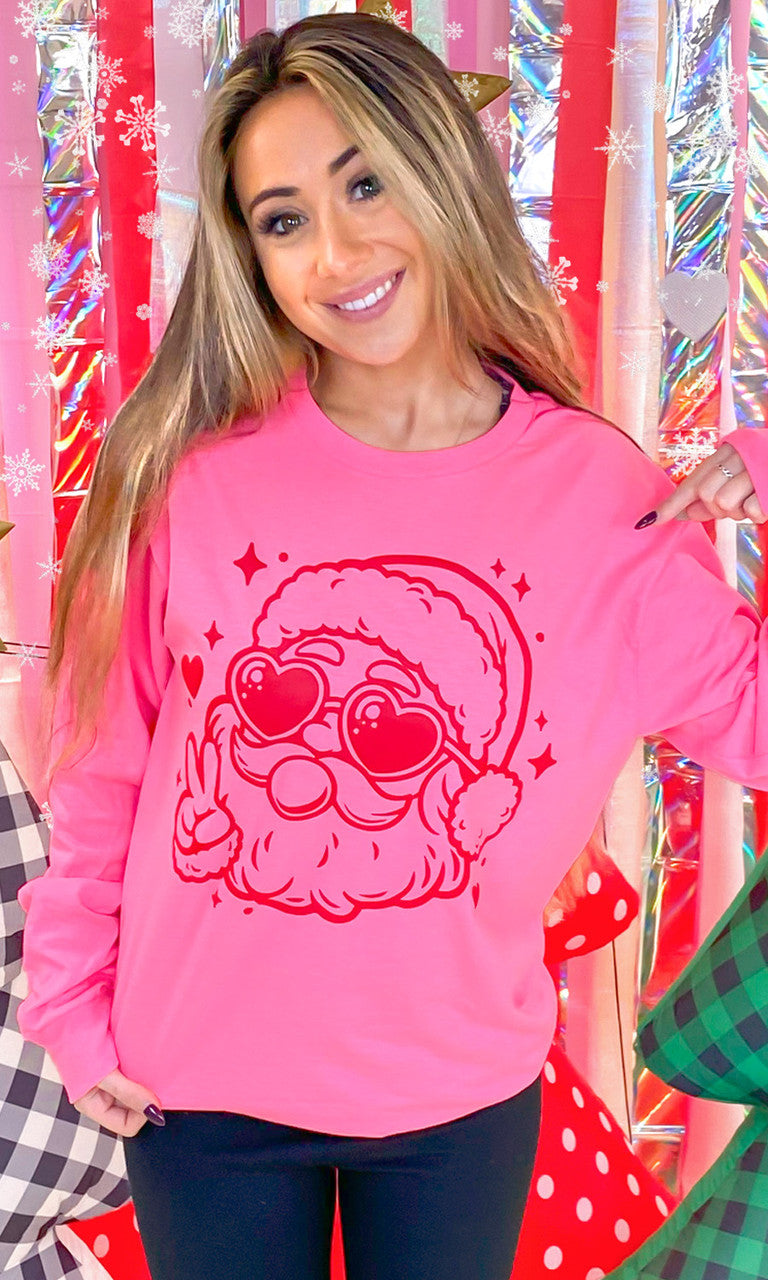 Magic Puff Bubble Gum Christmas Santa Graphic Long Sleeve T-Shirt