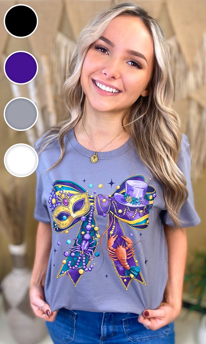 Mardi Gras Bow Graphic T-Shirt