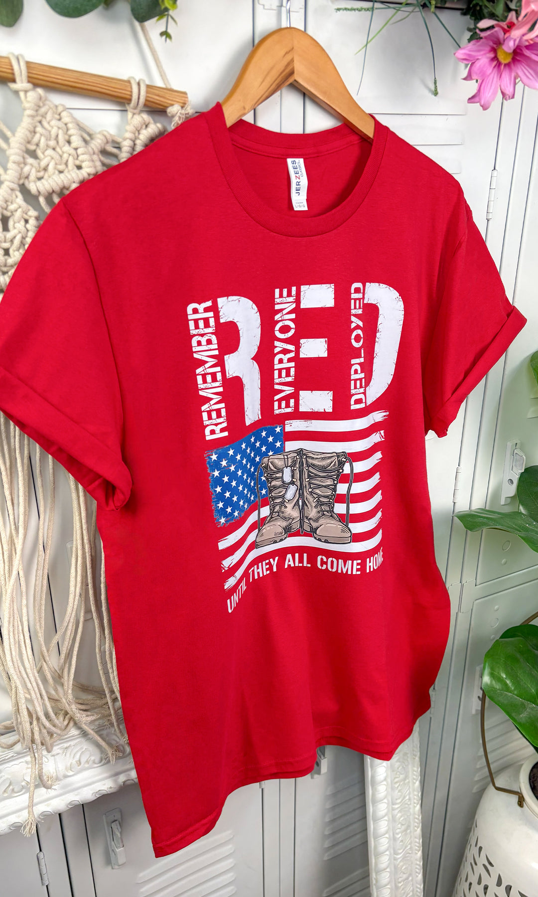 Memorial RED USA Boots Graphic T-Shirt