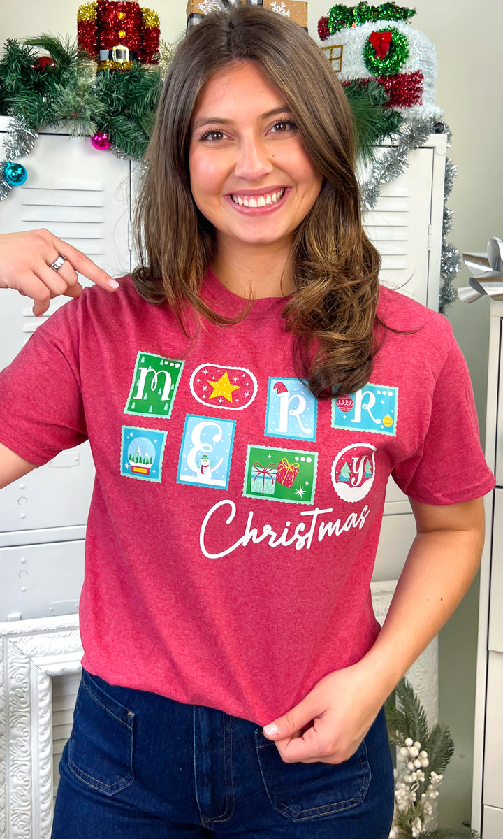 Merry Christmas Stamps Graphic Shirt