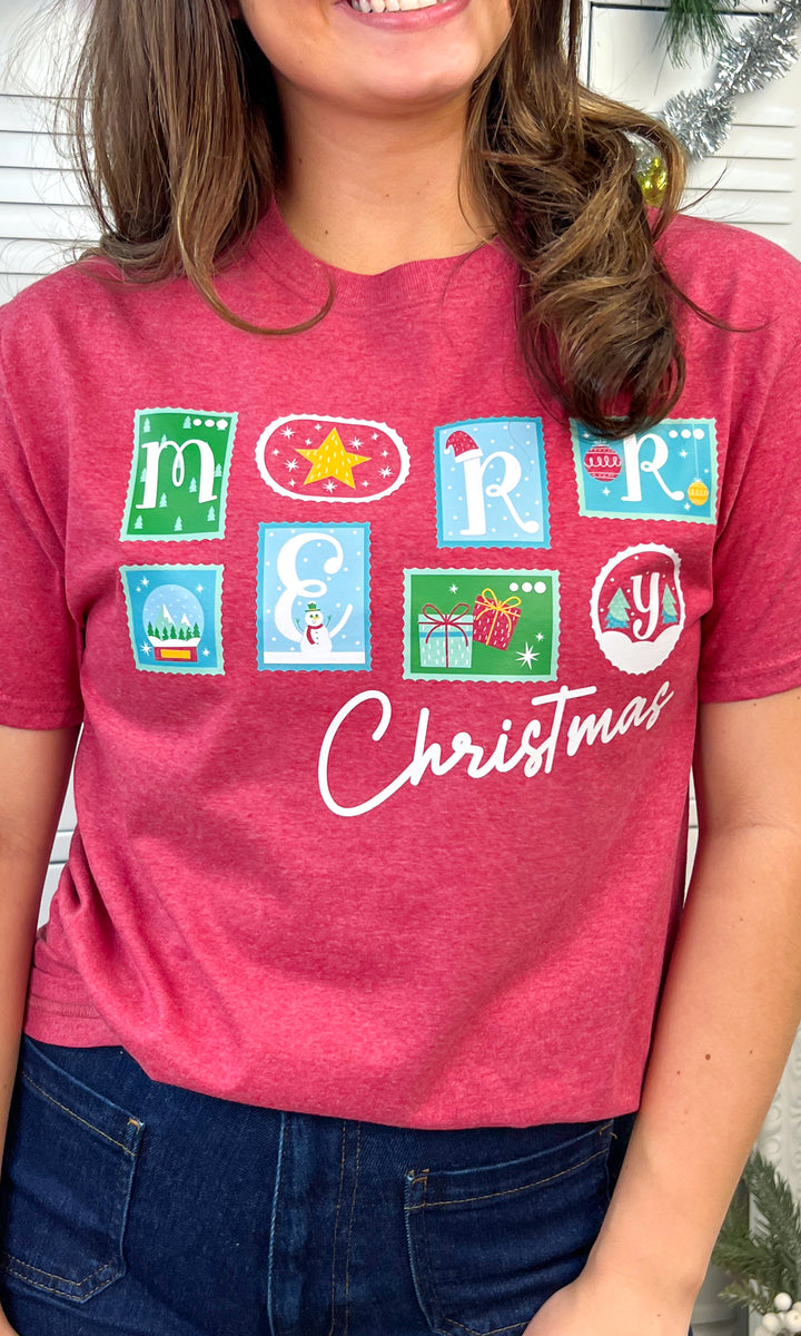 Merry Christmas Stamps Graphic Shirt
