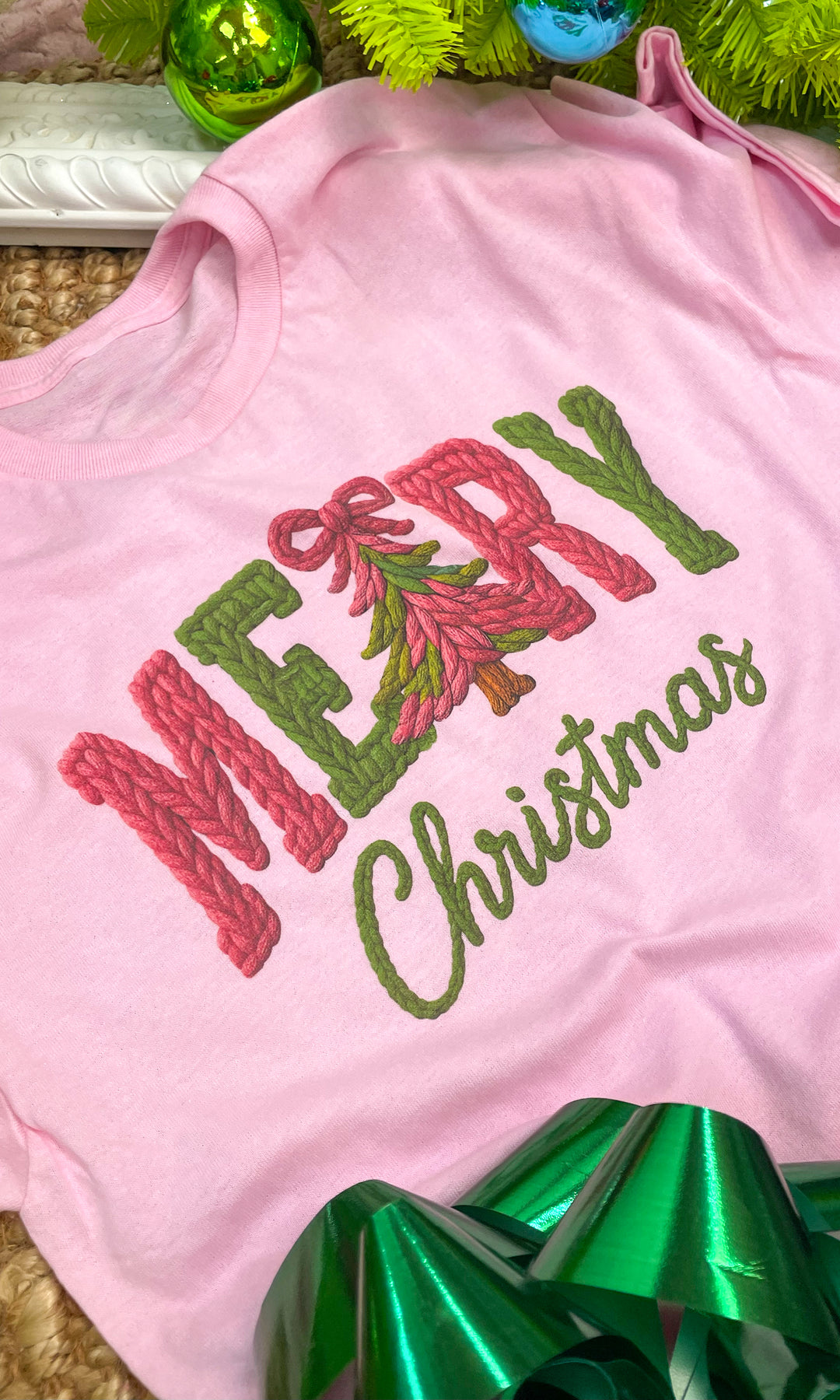 Merry Christmas Yarn Graphic T-Shirt