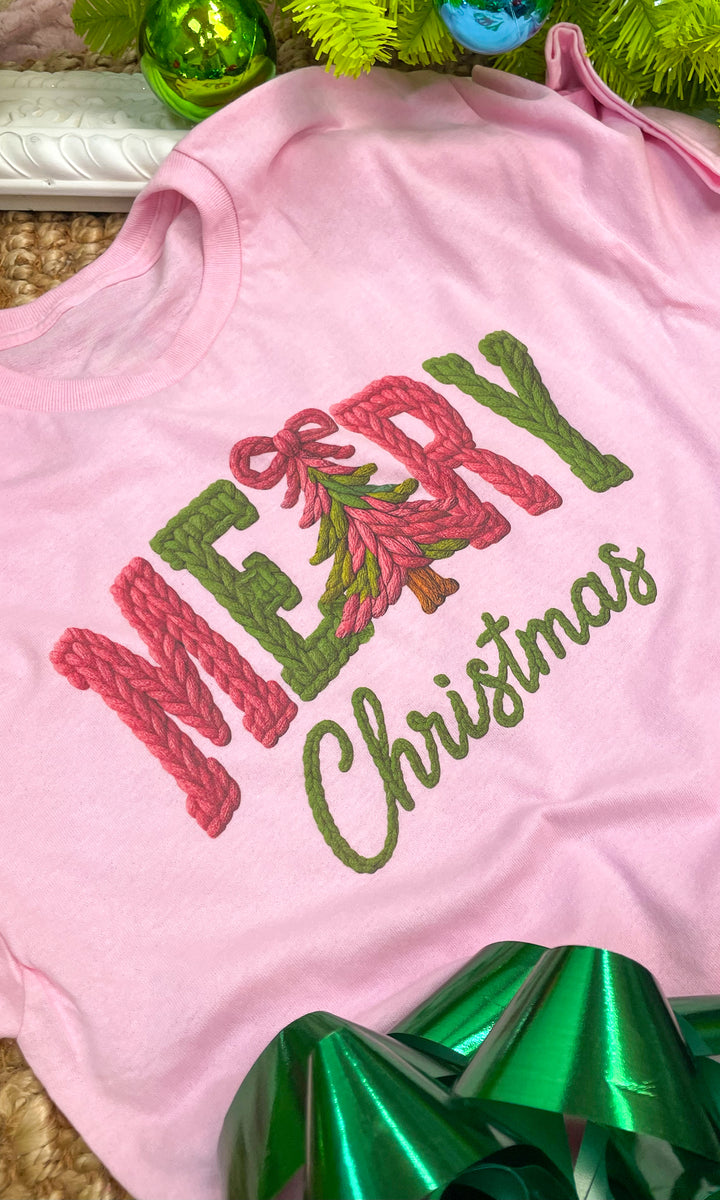 Merry Christmas Yarn Graphic T-Shirt