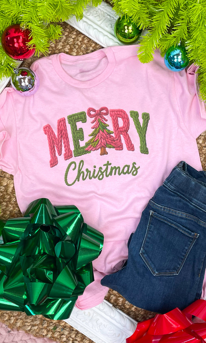 Merry Christmas Yarn Graphic T-Shirt