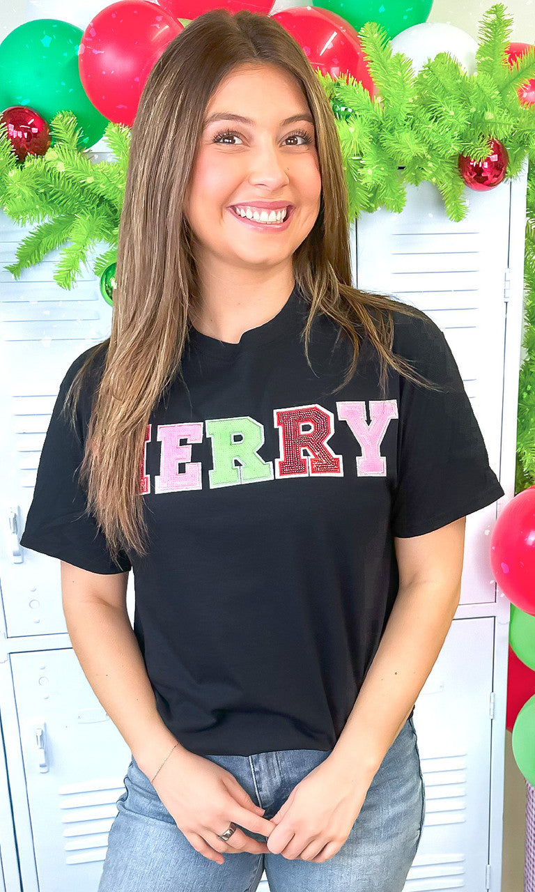 Merry Sequin Graphic T-Shirt