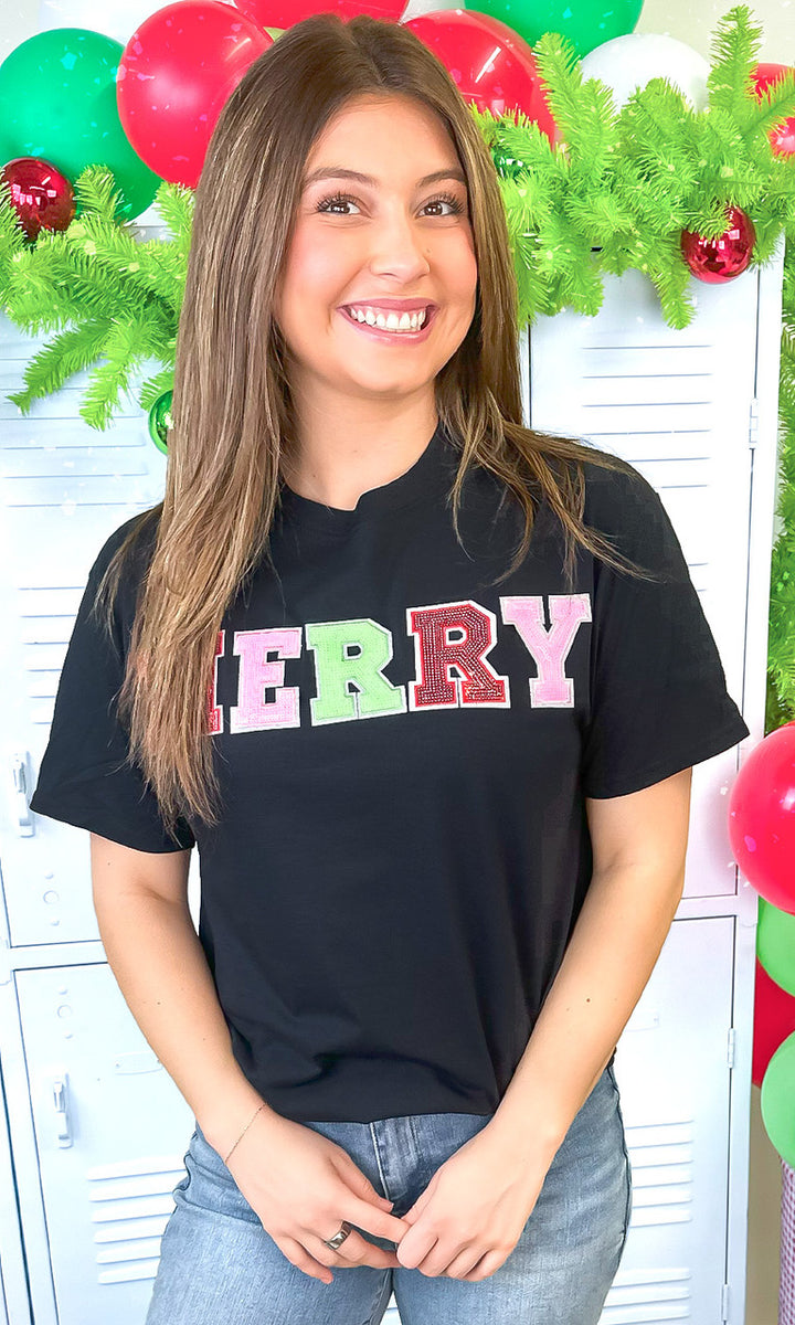Merry Sequin Graphic T-Shirt