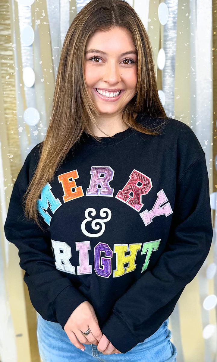 Merry and Bright Sequin Graphic Sweatshirt