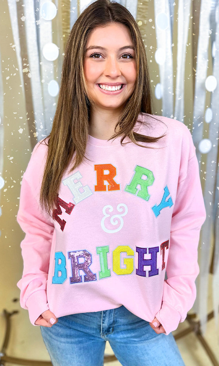 Merry and Bright Sequin Graphic Sweatshirt