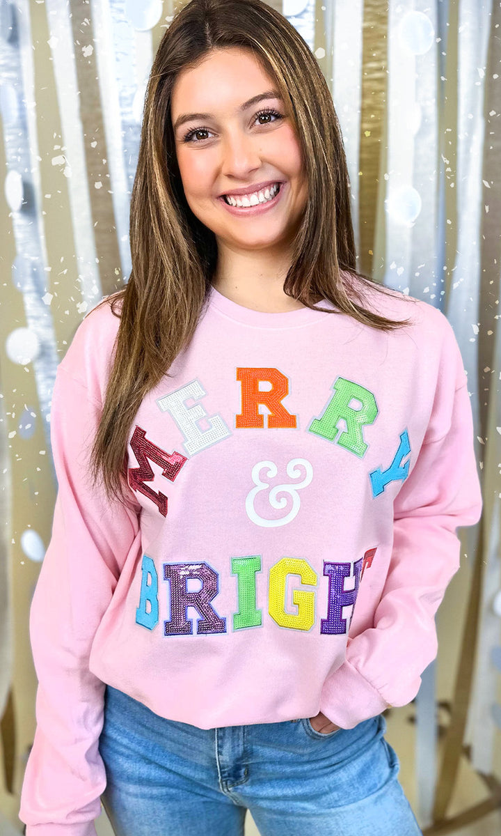 Merry and Bright Sequin Graphic Sweatshirt